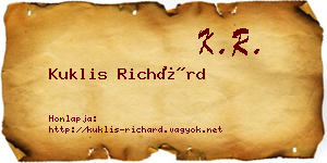 Kuklis Richárd névjegykártya